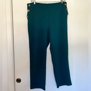 Dress pants, hunter green w/ faux gold accents - EUC